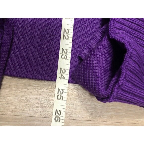 Jaeger Women's Sweater 32 M Vintage Purple Open Knit Cardigan Wool Lagenlook - Picture 6 of 7